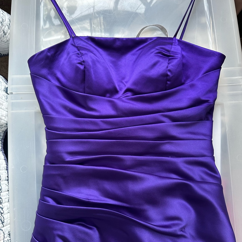Bill Levkoff Rich Purple Bridesmaid Formal Satin Gown